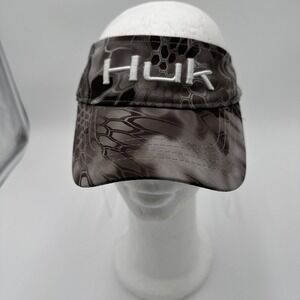 Huk Fishing Hat Cap Mens Visor One Size  Fish Camp Camo Kryptek‎ White Gray Dad
